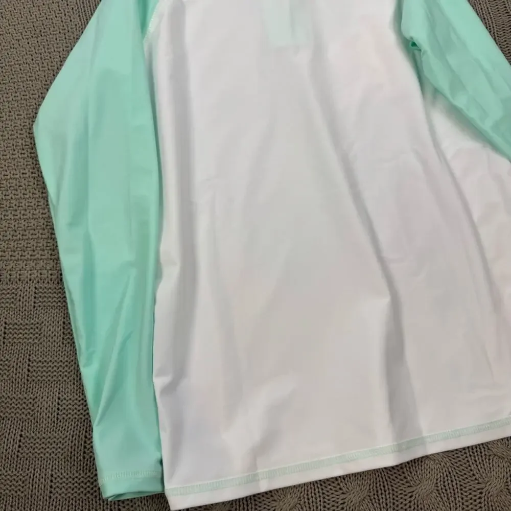 Shade Critters Kids Swim Rashguard - White and Mint ~ 10